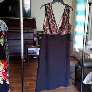 Jessica Howard Black Lace Top Ruffle Skirt Dress Size 16